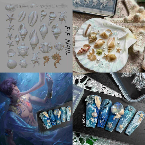 Gray - 1Pc Snake Flamingo Jellyfish Dragon Dtream 3D Acrylic Mold Nail Art Diy Silicone Nail Art Templates Nails Mold By WTB