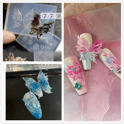 Dark Grey - 1Pc Snake Flamingo Jellyfish Dragon Dtream 3D Acrylic Mold Nail Art Diy Silicone Nail Art Templates Nails Mold By WTB