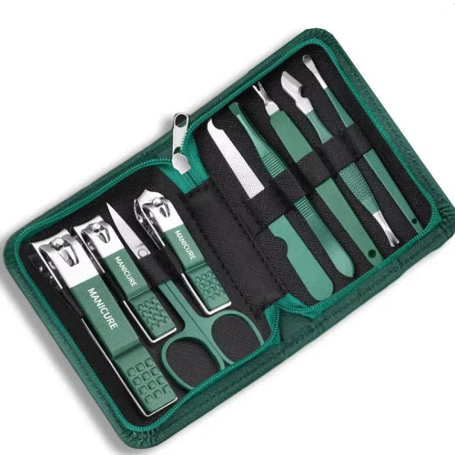 Army Green - 9/40 Pcs Full Function Manicure Set, Stainless Steelnail Clippers Pedicure Kit, Toenail Clippers Kit By WTB