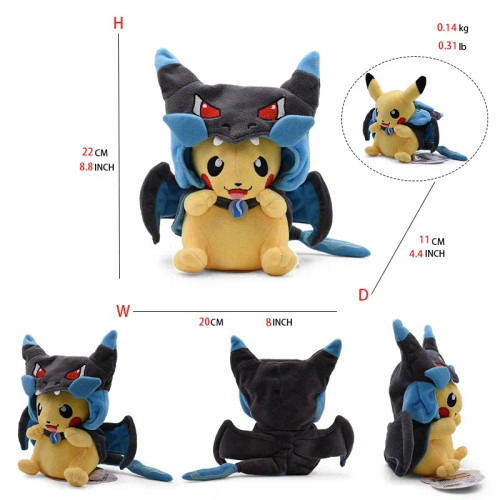 Black - Cos Eevee Pikachu Cosplay Plush Toys Pikachu Peluche Lucario Stuffed Animal Doll Collectible Gift,Cartoon 20-30Cm By WTB