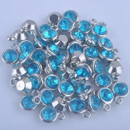 Metal Black Zinc Plated - 150Pcs/Lot Mixed Birthstone Charms 11Mm Acrylic For Diy Jewelry By WTB