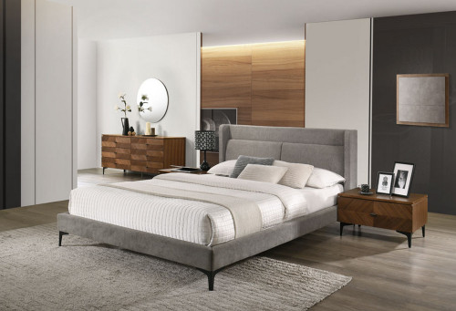 Modrest Paula Queen Mid Century Grey Upholstered Bed By Vig Vgmabr 103 Q