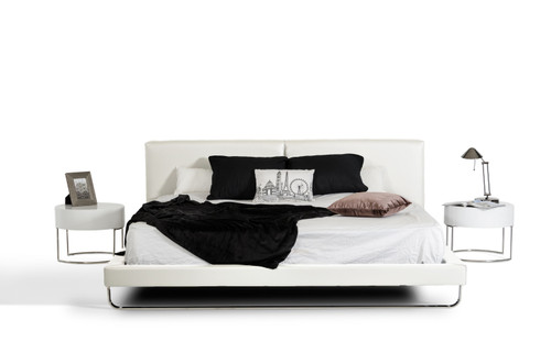 Queen Modrest Ramona Modern White Leatherette Bed By Vig Vgjy 4016 Wht Bed Q