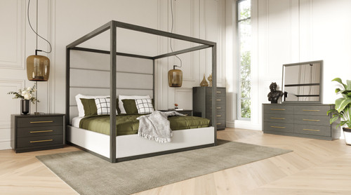 Modrest Manhattan Contemporary Canopy Grey Bed By Vig Vgma Br 127 Bed