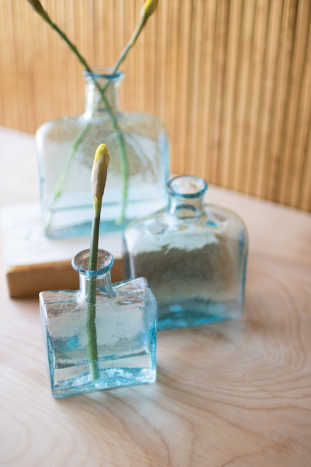Recycled Glass Square Glass Vases Set Of 3 Crl6037 By Kalalou