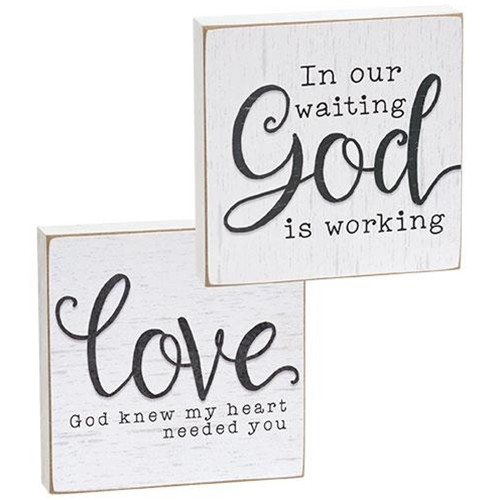 Cwi Gifts G37402 God Knew My Heart Square Block 2 Assorted Pack Of 2