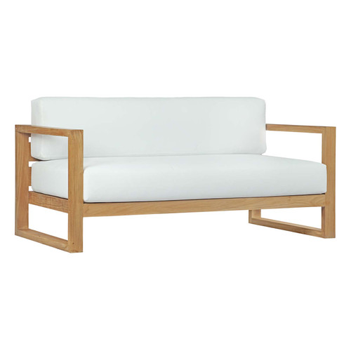 Upland Outdoor Patio Teak Sofa Eei 2707 Nat Whi By Modway