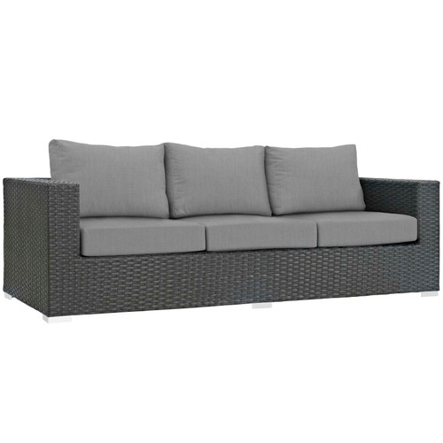 Modway Sojourn Outdoor Patio Wicker Rattan Sunbrella Sofa Eei 1860 Chc Gry