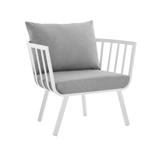 Modway Riverside Outdoor Patio Aluminum Armchair Eei 3566 Whi Gry