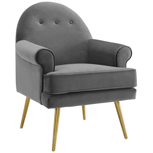 Modway Revive Tufted Button Accent Performance Velvet Armchair Eei 3412 Gry