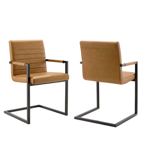 Modway Savoy Vegan Leather Dining Chairs Set Of 2 Eei 4522 Tan