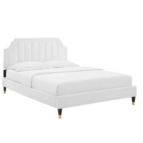 Modway Sienna Performance Velvet Full Platform Bed Mod 6913 Whi