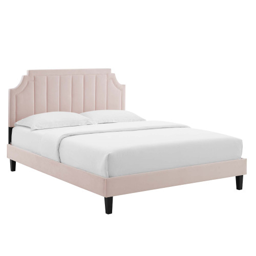 Modway Sienna Performance Velvet Full Platform Bed Mod 6914 Pnk