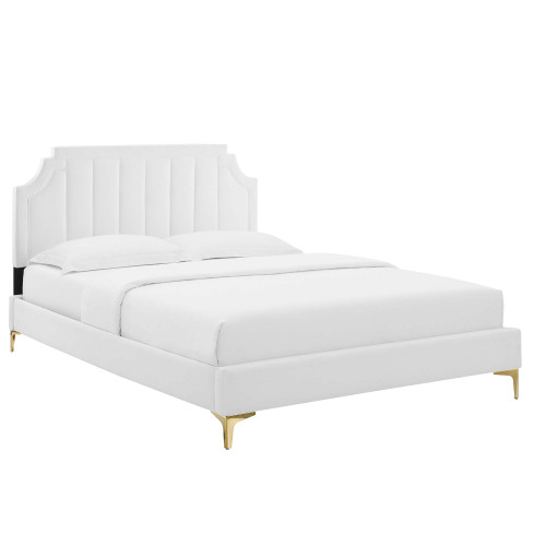 Modway Sienna Performance Velvet King Platform Bed Mod 6918 Whi
