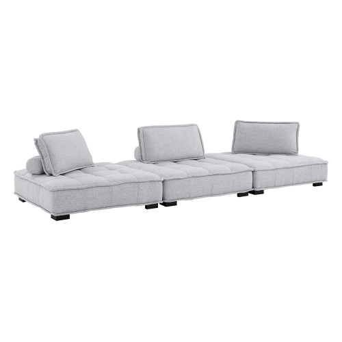 Modway Saunter Tufted Fabric Fabric 3 Piece Sofa Light Gray Eei 5206 Lgr