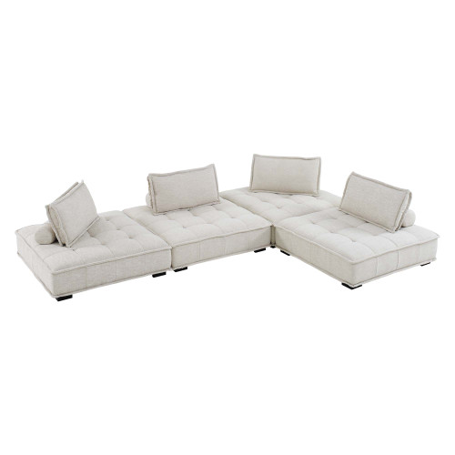 Modway Saunter Tufted Fabric Fabric 4 Piece Sectional Sofa Beige Eei 5208 Bei