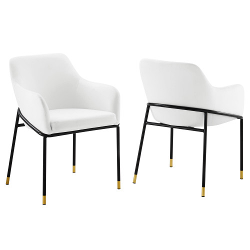 Modway Jovi Performance Velvet Dining Armchair Set Of 2 Black White Eei 6026 Blk Whi