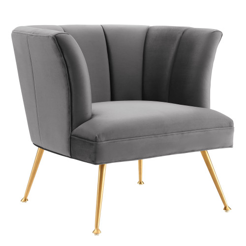Modway Veronica Channel Tufted Performance Velvet Armchair Gray Eei 5023 Gry