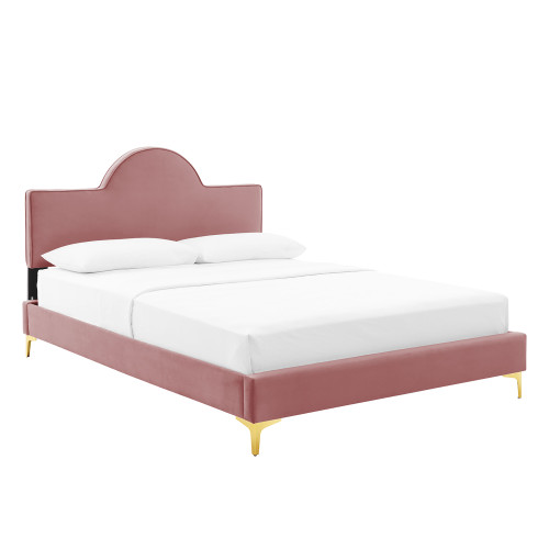 Modway Sunny Performance Velvet Twin Bed Dusty Rose Mod 7027 Dus