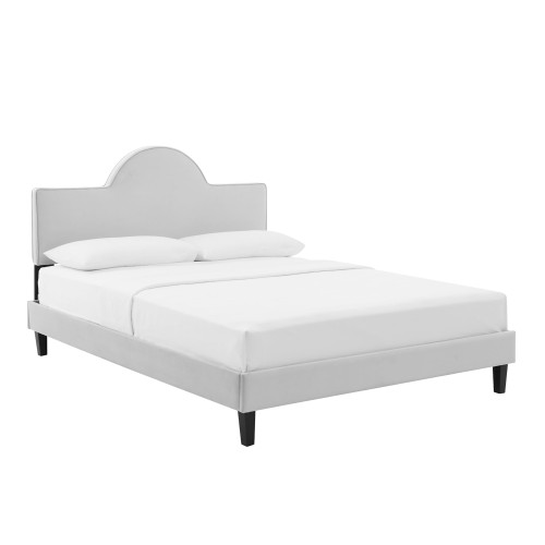 Modway Soleil Performance Velvet Twin Bed Light Gray Mod 7033 Lgr