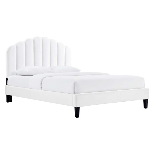 Modway Daisy Performance Velvet Queen Platform Bed White Mod 6287 Whi