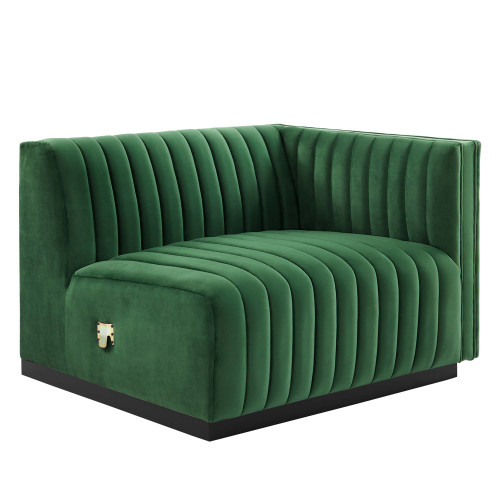 Modway Conjure Channel Tufted Performance Velvet Right Arm Chair Black Emerald Eei 5492 Blk Eme