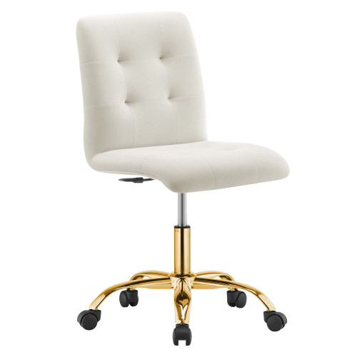 Modway Prim Armless Performance Velvet Office Chair Gold Ivory Eei 4973 Gld Ivo