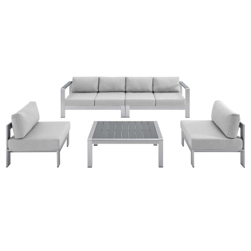5 Piece Sunbrella Fabric Outdoor Patio Aluminum Sectional Sofa Set By Modernway 5 4318 19 Gry Set 5 4318 19 Gry Set