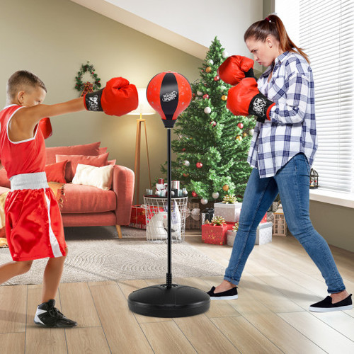 Kids Adjustable Stand Punching Bag Toy Set With Boxing Glove Red Ty564096 By Cw
