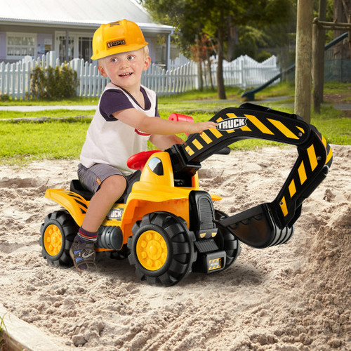 Ride On Push Car Bulldozer Digger Toy With Safety Helmet And Working Shovel Ty342975 By Cw