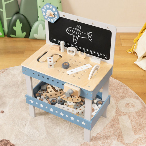 Kids Play Tool Workbench Set With 61 Pcs Tool And Parts Set Blue Tm10077Bl By Cw
