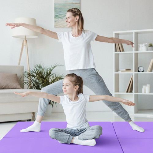 6 X 2 Ft Tri Fold Gym Mat With Handles And Removable Zippered Cover Purple Fh10093Pu By Cw