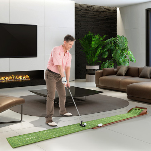 Golf Putting Mat Practice Training Aid With Auto Ball Return And 3 Hole Sizes Sp38110 By Cw