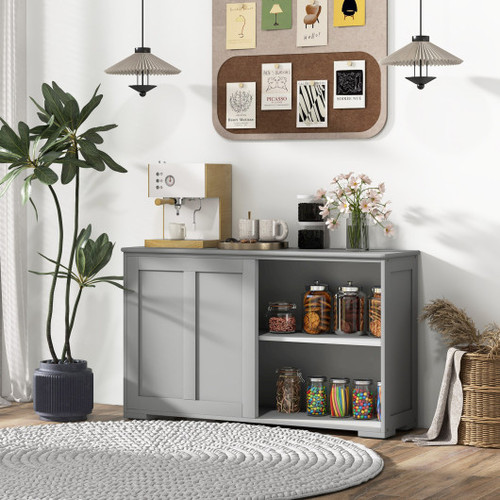 Antique Stackable Kitchen Storage Sideboard With Height Adjustable Shelf Gray Hw53868Gr By Cw
