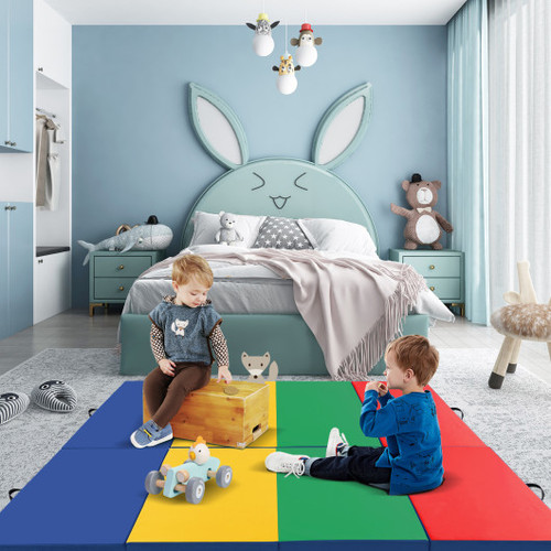 4 Panel Pu Leather Folding Exercise Mat With Carrying Handles Multicolor Fh10111Mt By Cw