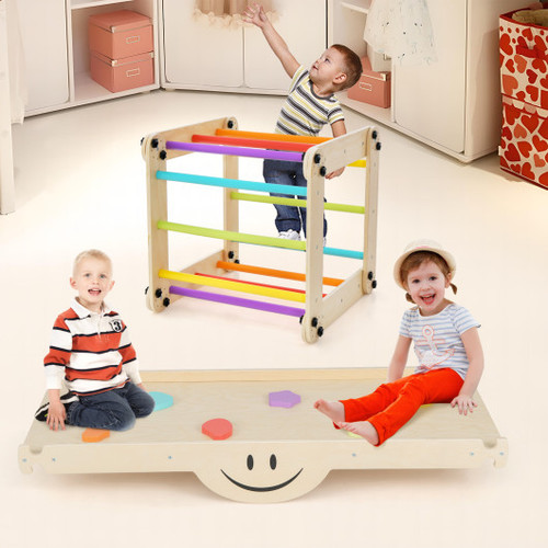Climbing Triangle Ladder Toy Indoor Jungle Gym With Reversible Ramp Multicolor Ts10106Cl By Cw