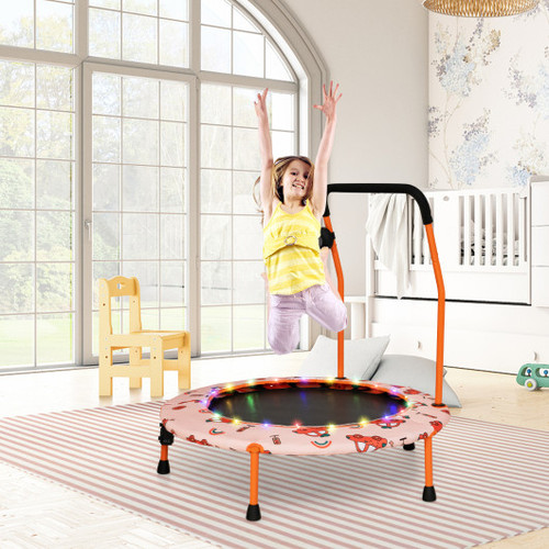 36 Inch Mini Trampoline With Colorful Led Lights And Bluetooth Speaker Orange Tw10086Or By Cw