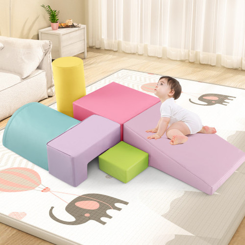 6 Pieces Foam Climbing Blocks Indoor Climb And Crawl Activity Playset With Rectangles Macaron Multicolor Fh10099Ro By Cw