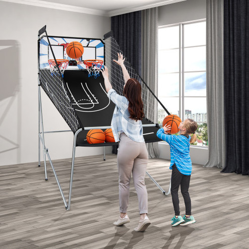 Indoor Double Electronic Basketball Game With 4 Balls White Sp35202Wh By Cw