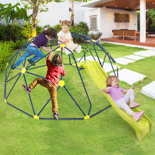 13 3 Ft Climbing Dome Geometric Dome Climber With Extended Wavy Slide And 2 Rest Platforms Multicolor Np11620Yw By Cw