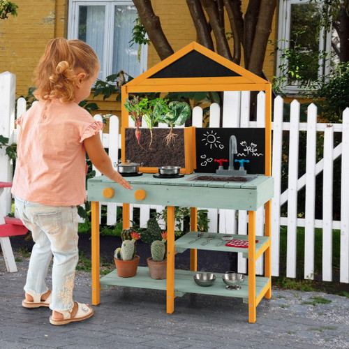 Kids Kitchen Playset With Root Viewer Planter And Rotatable Faucet Tp10200 By Cw