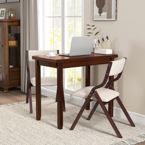 Kitchen Table Set For 2 Expandable Dining Table With 2 Upholstered Folding Chairs Jv11365Wn Jv11225Cf 2 By Cw