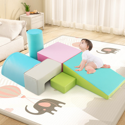 6 Pieces Foam Climbing Blocks Indoor Climb And Crawl Activity Playset With Rectangles Green Fh10099Gn By Cw
