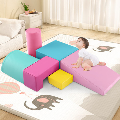 6 Pieces Foam Climbing Blocks Indoor Climb And Crawl Activity Playset With Rectangles Pink Fh10099Pi By Cw