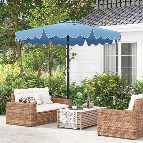 9 Feet Patio Umbrella With Crank Handle And Push Button Tilt Navy Np11941Ny By Cw