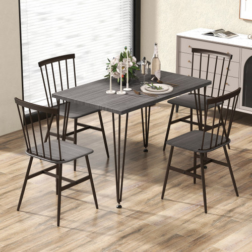 5 Piece Dining Table Set For 4 With 360 Swivel Feet For Small Place Grey Oak Kc56977Gr By Cw
