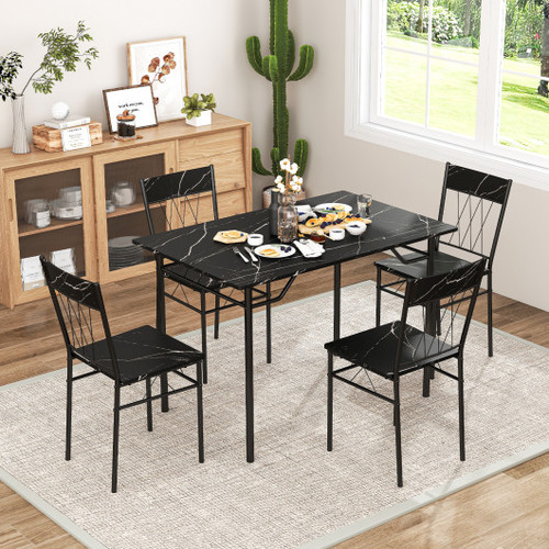5 Piece Dining Table Set For 4 With Kitchen Table And 4 Dining Chairs Black Kc56978Bk By Cw