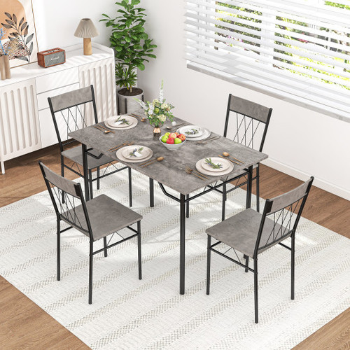 5 Piece Dining Table Set For 4 With Kitchen Table And 4 Dining Chairs Gray Kc56978Gr By Cw
