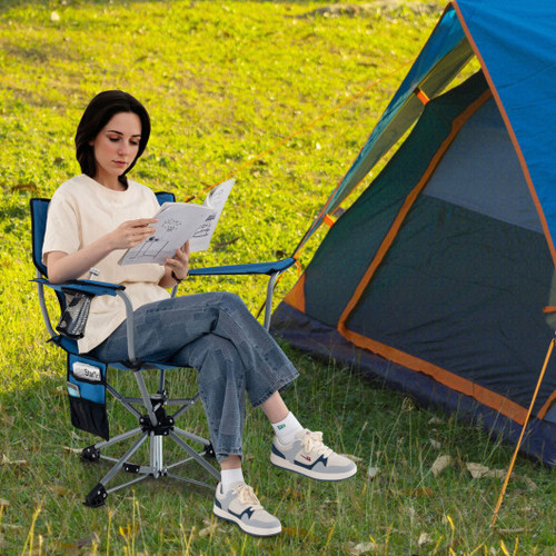 360 Swivel Hunting Chair Portable Foldable Hunting Chair With Mesh Cup Holder And Storage Pockets Blue Np11931Bl By Cw