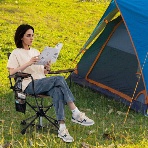 360 Swivel Hunting Chair Portable Foldable Hunting Chair With Mesh Cup Holder And Storage Pockets Camouflage Np11931Au By Cw